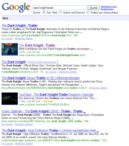 Google SERP "Dark Knight Trailer"