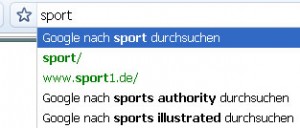 Suche nach sport in Google Chrome