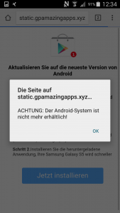 Fehlermeldung von gpamazingapps.xyz